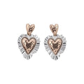 Vintage Maillard Style Copper Heart Lace Stud Earrings Fashion OL Niche Design For Women view 5