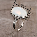 Faux Moonstone Transparent Oval Ring For Women, Vintage Blackened Side Texture Jewelry view 4
