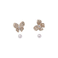 Elegant Butterfly Pearl Stud Earrings With Rhinestone Alloy Sweet Minimalist Animal Design view 5