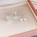 Elegant Butterfly Pearl Stud Earrings With Rhinestone Alloy Sweet Minimalist Animal Design view 2