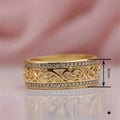 French Electroplated Metal Ring With Double Row Zircon And Hollow Auspicious Cloud Design view 4