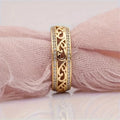 French Electroplated Metal Ring With Double Row Zircon And Hollow Auspicious Cloud Design view 3