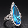 Extra Long Statement Futuristic Ring, Transparent Ocean Style Water Drop Fashion Accessory view 3