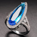 Extra Long Statement Futuristic Ring, Transparent Ocean Style Water Drop Fashion Accessory view 2