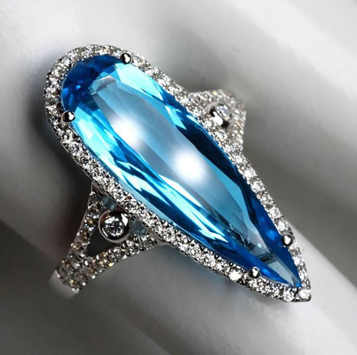 Extra Long Statement Futuristic Ring, Transparent Ocean Style Water Drop Fashion Accessory