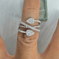 Women's Teardrop Cross Line Four Row Zircon Ring, Light Luxury European Style Fashion Jewelry view 2