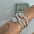 Women's Teardrop Cross Line Four Row Zircon Ring, Light Luxury European Style Fashion Jewelry view 3
