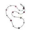 Cat Eye Stone Beaded Sweater Necklace Pastoral Geometric Clavicle Chain Design view 5