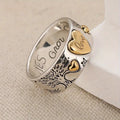 Three Dimensional Full Heart Two Tone Ring With Hand Painted Inner Engraving Vintage Jewelry view 3