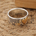 Three Dimensional Full Heart Two Tone Ring With Hand Painted Inner Engraving Vintage Jewelry view 4