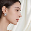 Elegant Luxury Pearl Flower Stud Earrings With Rhinestone Alloy Petal Halo For Women Gift Jewelry Earrings view 3