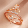 Elegant Water Lily Lotus Ring For Women New Chinese Style Forest Pastoral Jewelry Accessory view 3