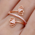 Elegant Water Lily Lotus Ring For Women New Chinese Style Forest Pastoral Jewelry Accessory view 1