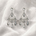 Women's Elegant Alloy Pearl Flower Stud Chandelier Crystal Teardrop Tassel Fashion Earrings view 3