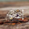 Colorful Four Layer Line Design Ring For Women, Oval Round Steel Bead Fashion Jewelry view 4