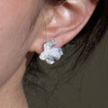 Transparent Floral Glass Crystal Stud Earrings Sweet Fashion OL Flower Design view 4