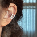 Luxury Copper Zircon Heart Starburst Clip-on Earrings For Women Sweet No Piercing Ear Cuffs view 2