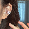 Luxury Copper Zircon Heart Starburst Clip-on Earrings For Women Sweet No Piercing Ear Cuffs view 4
