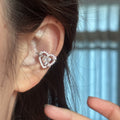Luxury Copper Zircon Heart Starburst Clip-on Earrings For Women Sweet No Piercing Ear Cuffs view 1