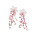 Fairy Floral Resin Flower Artificial Crystal Beaded Stud Earrings Necklace Jewelry Set Vacation Style view 5