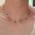 Sweet Colorful Glass Round Bead Necklace Minimalist Old Money Style Geometric Clavicle Chain view 3