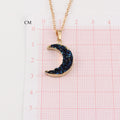 Gold Tone Iridescent Crescent Crystal Cluster Pendant Necklace view 4