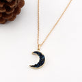 Gold Tone Iridescent Crescent Crystal Cluster Pendant Necklace view 2