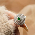 Luxury Hollow Wax Set Zircon Ring, Elegant High End Women's Statement Jewelry Accessory view 2