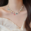 2026 Summer Dopamine Faux Pearl Crystal Beaded Geometric Round Pastoral Collarbone Necklace view 1
