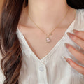 18K Gold Plated Zircon Gourd Acetate Necklace Light Luxury Geometric Collarbone Chain view 3