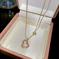 18K Gold Plated Zircon Gourd Acetate Necklace Light Luxury Geometric Collarbone Chain view 2