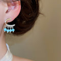 Copper Zircon Round Horseshoe Pendant Clip-on Earrings Light Luxury Geometric Style view 3