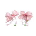 Vacation Style Fabric Flower Crystal Tassel Stud Earrings Necklace Jewelry Set view 5