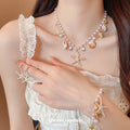 Faux Pearl Beaded Shell Starfish Jewelry Set With Necklace Bracelet Earrings For Sweet Resort Style view 3