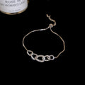 Light Luxury Zircon Round Flower Geometric Bangle, Minimalist Fashion Bracelet view 4
