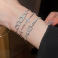Light Luxury Zircon Round Flower Geometric Bangle, Minimalist Fashion Bracelet view 1