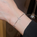 Light Luxury Zircon Round Flower Geometric Bangle, Minimalist Fashion Bracelet view 3