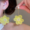 Artificial Crystal Flower Stud Earrings Sweet Summer Beach Vacation Elegant Style view 1