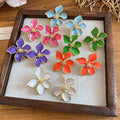 2026 New Alloy Enamel Small Flower Stud Earrings Sweet Minimalist Summer Fresh Jewelry view 3