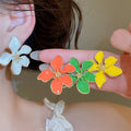 2026 New Alloy Enamel Small Flower Stud Earrings Sweet Minimalist Summer Fresh Jewelry view 2