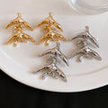 Alloy Irregular Pearl Rhinestone Stud Earrings With Silver Posts Geometric Western Style view 2