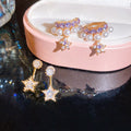 Copper Zircon Star Jewelry Set With Stud Earrings And No-Pierce Ear Cartilage Clips view 4