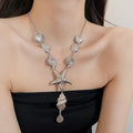 European American Style Iron Starfish Conch Pendant Necklace Bracelet Stud Earrings Jewelry Set view 4