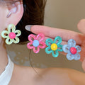 Summer Dopamine Hollow Flower Acrylic Stud Earrings Sweet Cute Minimalist Fashion Jewelry view 2