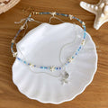Light Luxury Electroplated Brass Starfish Shell Crystal Beaded Necklace For Women Beach Vacation Layering view 3