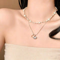 Light Luxury Electroplated Brass Starfish Shell Crystal Beaded Necklace For Women Beach Vacation Layering view 2