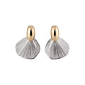 French Vintage Alloy Leaf Stud Earrings With Silver Posts, Minimalist Modern Textured Jewelry view 5