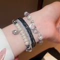 Bohemian Multi-Layer Faux Pearl Geometric Circle Bangle Bracelet, Ethnic Style For Women view 3