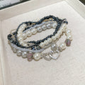Bohemian Multi-Layer Faux Pearl Geometric Circle Bangle Bracelet, Ethnic Style For Women view 2
