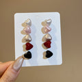 Shell Flower Heart Pearl Stud Earrings With Silver Pin, Fresh Versatile Summer Vacation Style view 3
